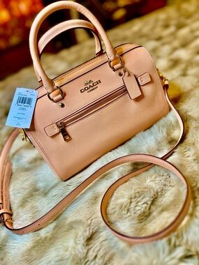 NWT Med Coach Crossgrain Leather Rowan Satchel 79946 Faded Blush (Retail $328)